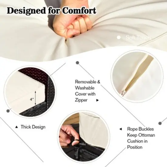 Costway 8PCS Patio Rattan Furniture Set Storage Table Ottoman cover image {3}