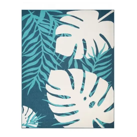 Modern Oversized Tropical Leaves Indoor Outdoor Runner or Area Rug by Blue Nile Mills image {5}