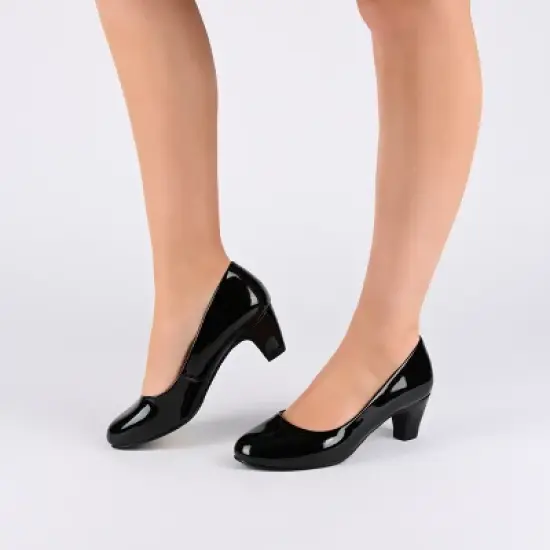 Journee Collection Womens Luu-m Comfort Insole Round Toe Low Block Heel Pumps image {8}