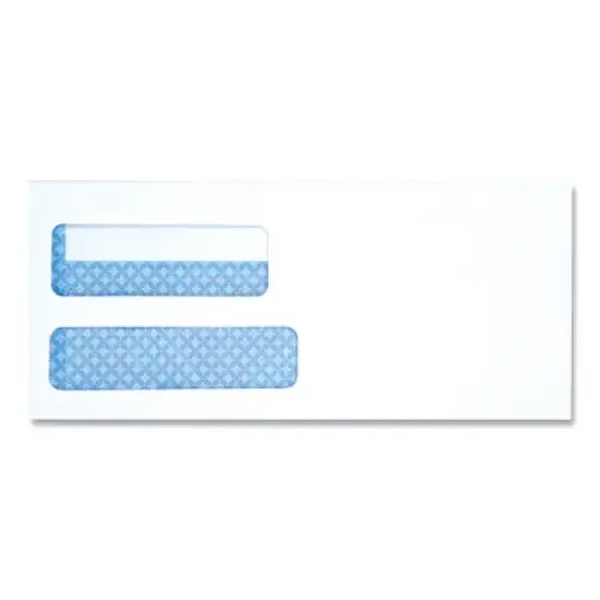 Universal Double Window Business Envelope, #10, Square Flap, Self-Adhesive Closure, 4.13 x 9.5, White, 500/Box image {1}