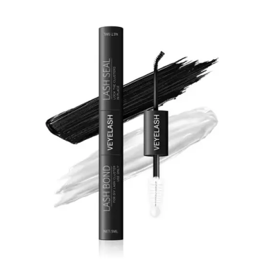 VEYES Lash Bond and Seal Waterproof VEYELASH 2 in 1 Cluster Lash Glue for Eyelash Extensions Long Lasting Self-Application at Home 5ml+5ml image {2}