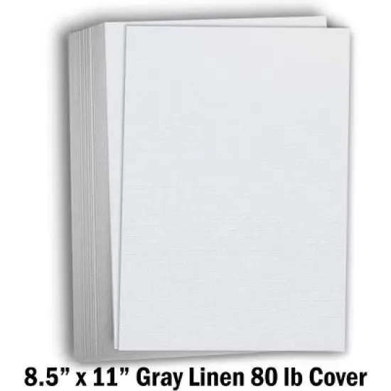 Hamilco Resume Linen Textured Cardstock Paper &ndash; 8 1/2 x 11" Blank Thick Heavy Weight 80 lb Cover Card Stock for Printer - 50 Pack (Gray) image {1}