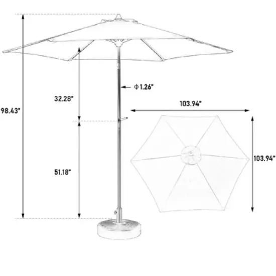 CAVINAS 9FT Patio Umbrella,Outdoor Umbrella with Push Button Tilt and Crank,Market Umbrella 6 Sturdy Ribs for Backyard,Deck,Pool image {2}