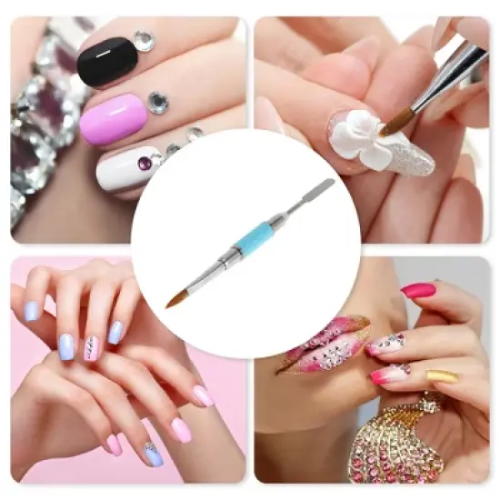 Unique Bargains Double Head Nail Painting Brushes for Polish Painting Gradient Light Blue 1 Pc image {5}