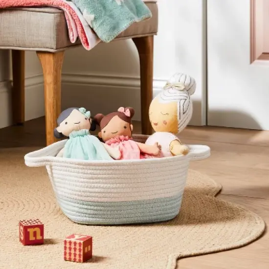 Square Coiled Rope Bin with Color Band - Cloud Island&trade; image {1}