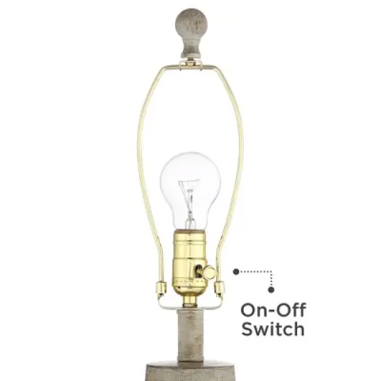 Regency Hill Glenn Rustic Country Cottage Table Lamps 27" Tall Set of 2 Brushed Gray Terra Cotta Beige Fabric Shade for Bedroom Living Room Nightstand image {3}