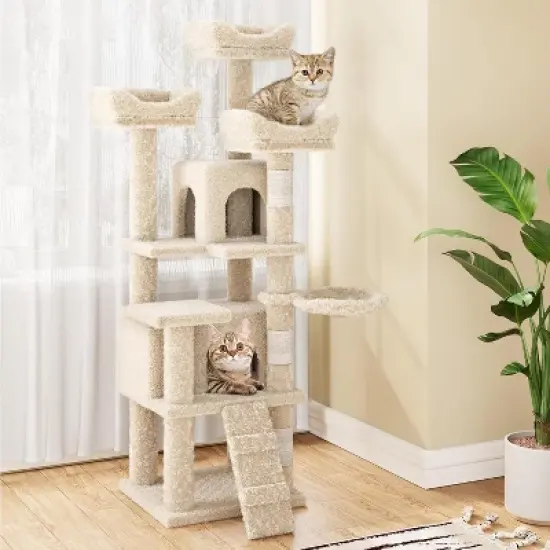 Cat Tree,Multi-Level Large Cat Tree for Large Kitties,Cozy Plush ?Pussycat Perches,Activity Center with Scratching Posts Stand House Condo image {6}