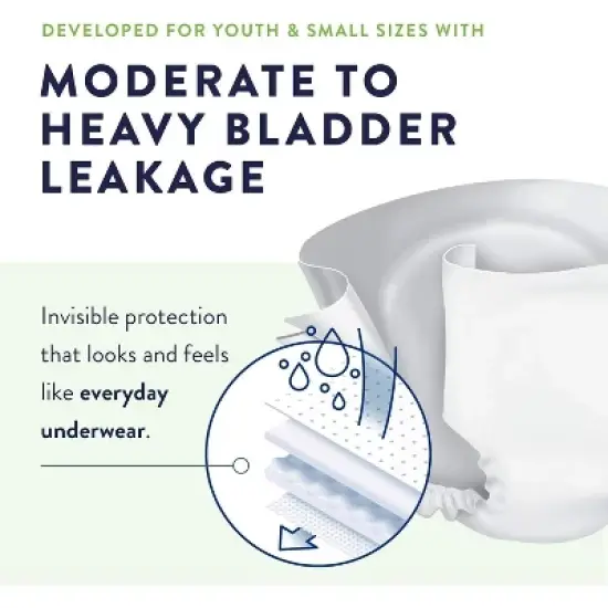 Prevail Unisex Youth Absorbent Briefs, Youth/X-Small, Maximum Absorbency, Refastenable Tabs, 96ct image {1}