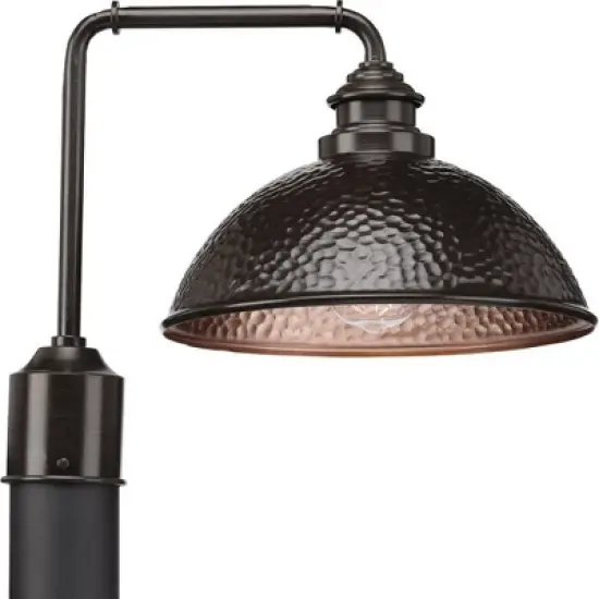 Progress Lighting Englewood 1-Light Outdoor Post Lantern, Antique Bronze, Hammered Shade image {5}