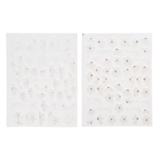 Unique Bargains Self-Adhesive Floral Pattern Nail Art Stickers White 2 Pcs image {5}