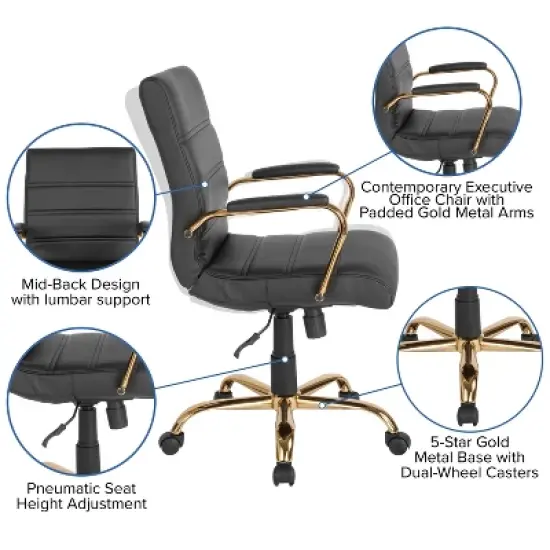 Flash Furniture Mid-Back Executive Swivel Office Chair with Metal Frame and Arms image {2}