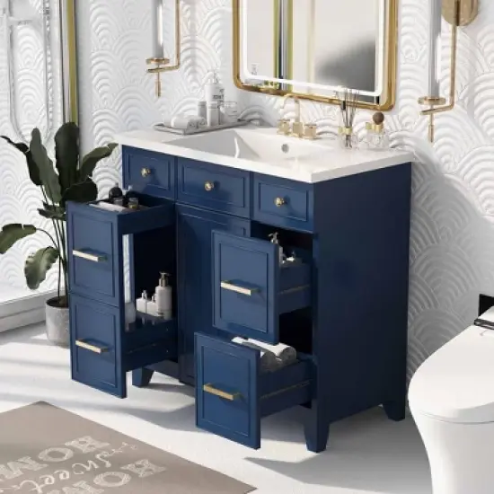 36" Bathroom Vanity Cabinet with Sink Top Combo Set image {2}