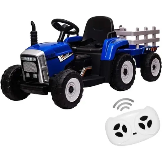 12V Ride on Tractor with Trailer & Remote Control,Speed Up to 5mph, Toddler Electric Vehicle Car with LED Headlights image {7}