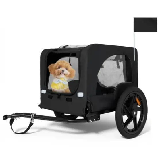 RISOKEYS 16-Inch Foldable Pet Bike Trailer - with Universal Hitch & All-Terrain Wheels, Portable for Road Trips and Daily Rides,for Small Dogs image {16}