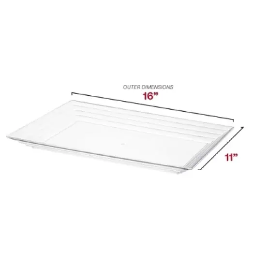 Smarty Had A Party 11" x 16" Clear Rectangular Plastic Serving Trays - 24 pcs image {1}