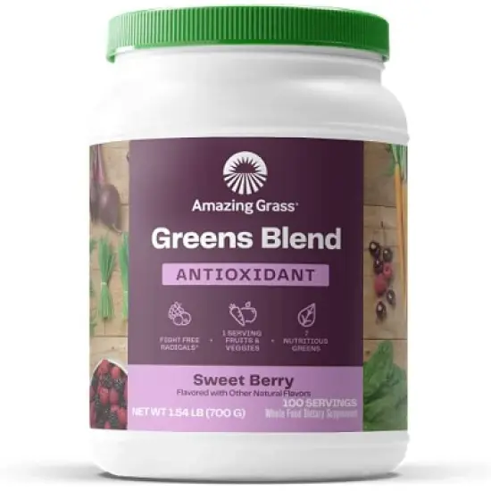 Amazing Grass, Green Blend Antioxidant Powder, Sweet Berry, 24.7oz, 100 Servings image {1}