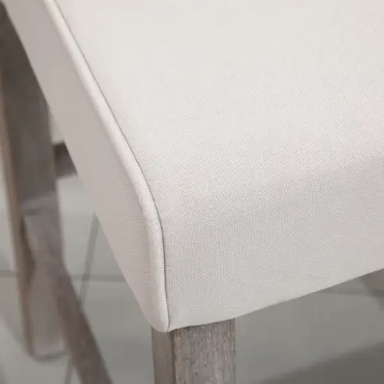 HOMCOM 26.25" Counter Height Bar Stools Set of 2, Tufted Wingback Armless Upholstered Dining Chair with Rubber Wood Legs image {3}