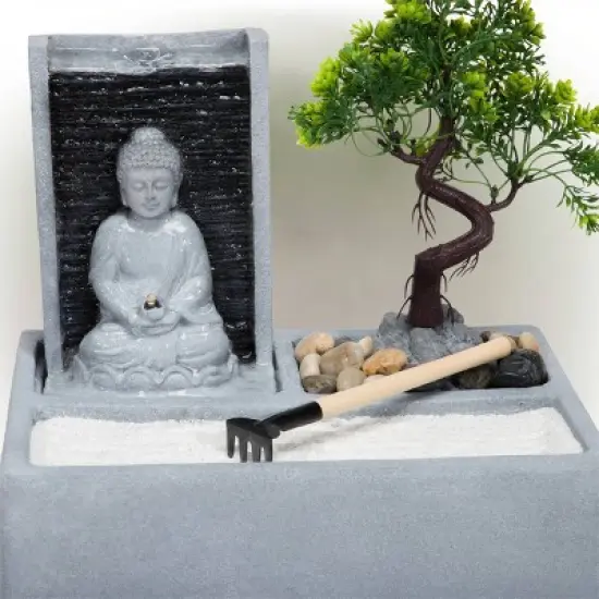 Buddha Bonsai Garden Tabletop Fountain With LED Light - Alpine Corporation image {5}