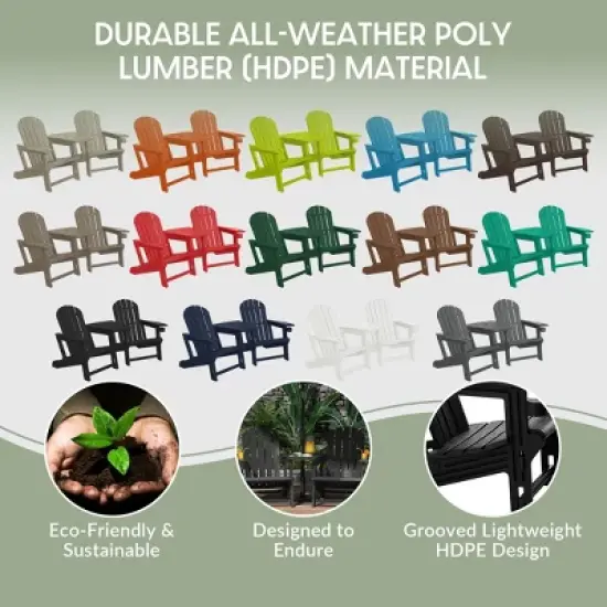 WestinTrends Azura Outdoor HDPE Adirondack Chairs With Connecting Table Tray (Set of 2), Navy Blue image {3}