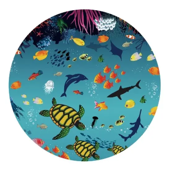 Summer Waves P10012303 12 Foot Wide Quick Set Inflatable Top Ring Kiddie Swimming Pool with Deep Sea Ocean Life Graphics and 3D Goggles, Blue image {4}