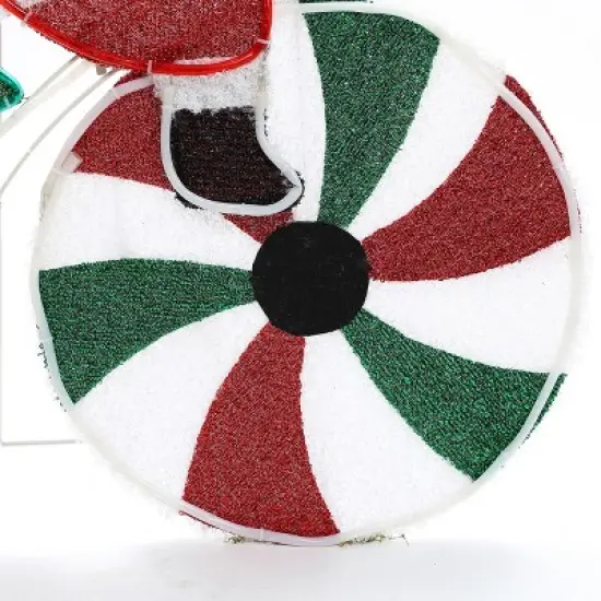 LuxenHome Santa on Peppermint Bike Lighted Holiday Decoration Multi-Color image {12}