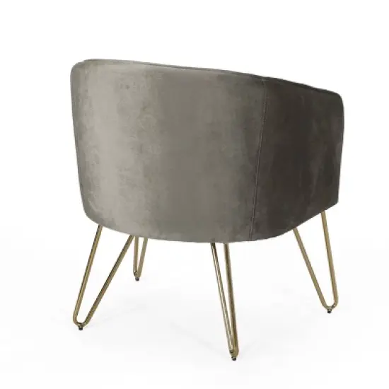 Grelton Modern Glam Velvet Club Chair with Hairpin Legs - Christopher Knight Home image {2}