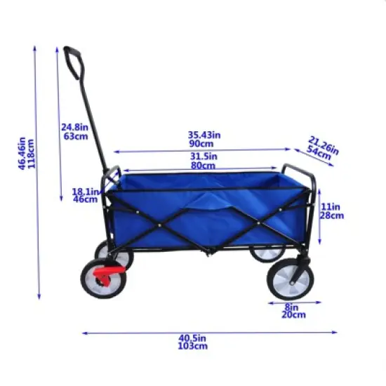 DSVIMOY Portable Folding Beach Wagons with Wheels, Portable Carts with Handle, Blue, 40.55"*21.26"*46.46" image {2}