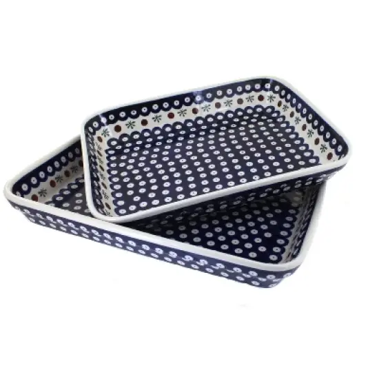 Blue Rose Polish Pottery 3700 Zaklady Rectangular Baker Set image {2}