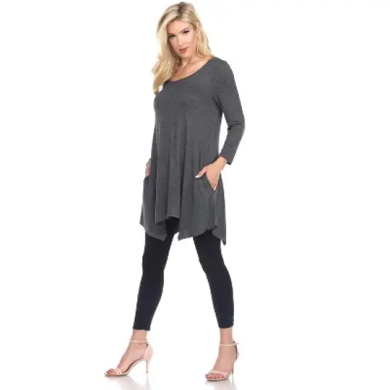 Maternity 3/4 Sleeve Kayla Tunic with Pockets - White Mark image {5}
