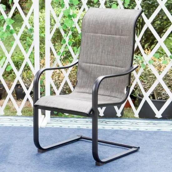 5pc Patio Set with Steel Table with 2" Umbrella Hole & Padded Sling C-Spring Arm Chairs - Captiva Designs image {8}