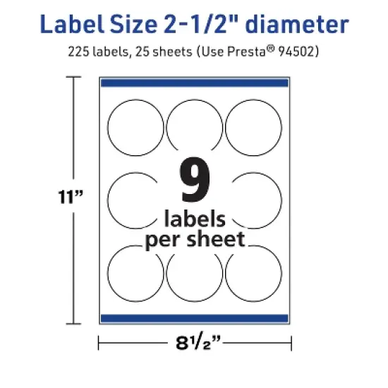 Avery TrueBlock Matte White Paper Labels,  2-1/2" diameter Round image {4}