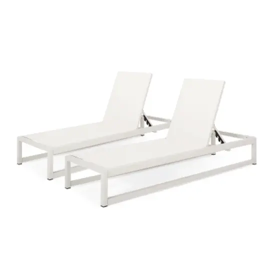 GDFStudio Camdyn Outdoor Mesh and Aluminum Armless Adjustable Chaise Lounges (Set of 2) image {10}