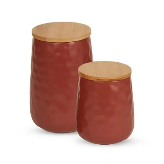 Design Imports Cinnamon Matte Dimple Texture Ceramic Canister Set/2 image {9}