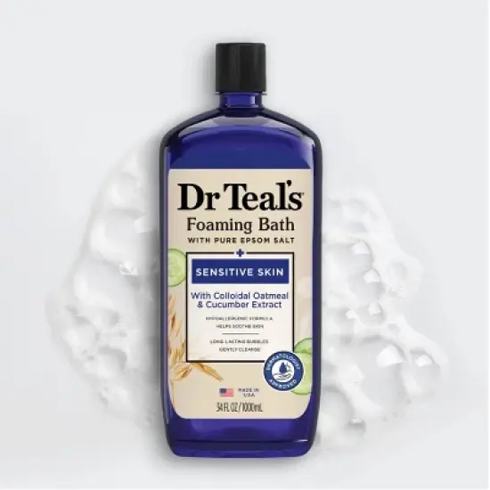 Dr Teal's Foaming Bath with Pure Epsom Salt, Sensitive Skin with Colloidal Oatmeal & Cucumber Extract - 34 fl oz image {4}