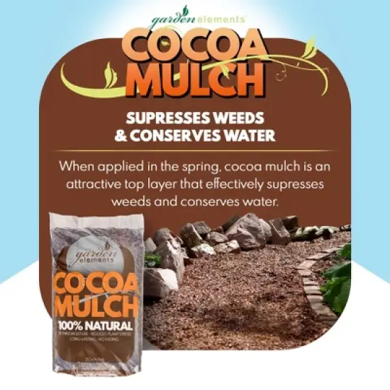 Garden Elements 100% Natural Cocoa Bean Shell Mulch for Gardens, Flower Beds, Potted Plants, Mulching 2 CF image {3}