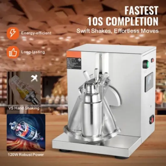 VEVOR Milkshake Maker Machine, 120W Commercial Milk Tea Shaker Machine, Single Head Milk Shake Mixer Machine, 0-180s Adjustable Milkshake Blender image {2}