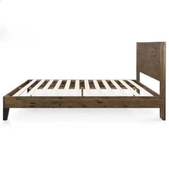 Tonja Wood Platform Bed Frame with Headboard Brown - Zinus image {6}