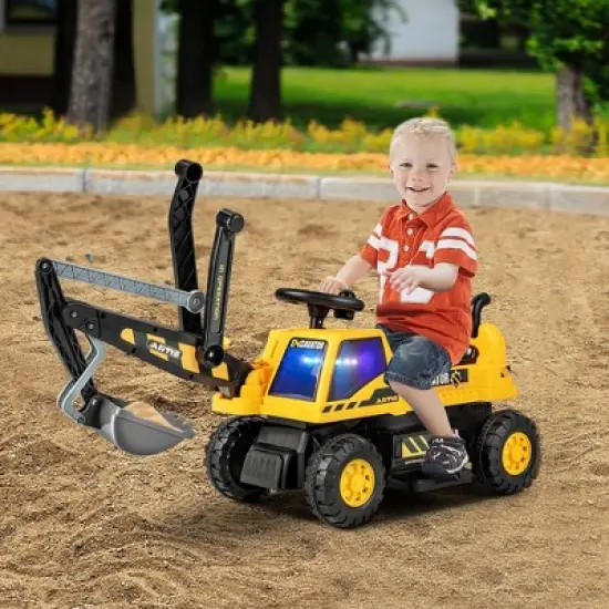Costway Kids Ride on Excavator Digger Electric Construction Vehicles with  Lights & Music image {3}