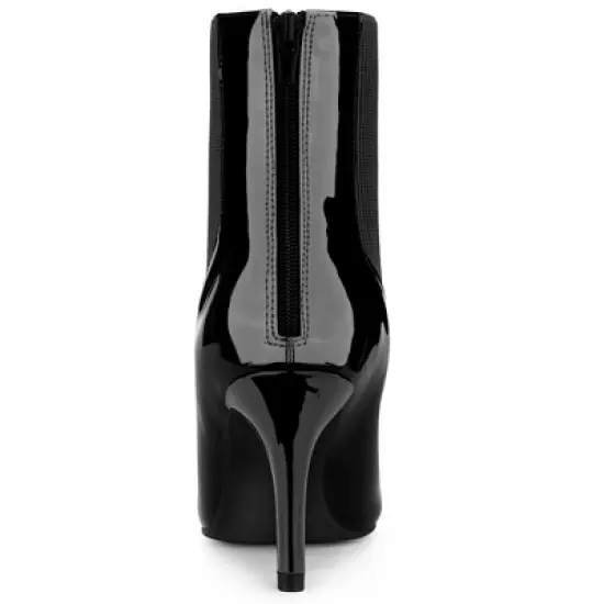 Allegra K Women's Back Zip Stiletto High Heels Ankle Boots image {3}