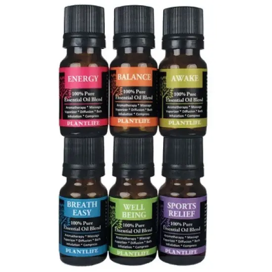 Plantlife Be Well Gift Set 6-pack (Breathe Easy, Well Being, Sport Relief, Energy, Balance, Awake) &ndash; No Additives &ndash; Made in California, 10 ml image {1}