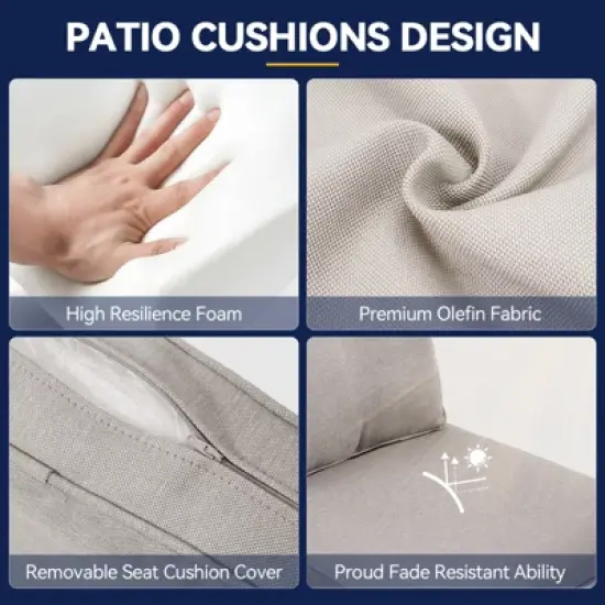 Buenhomino Deep Seat Outdoor Cushion Set 25"x22",Bench Outdoor Chair Cushion, Outdoor High Back Chair Cushion Seat Pad for Patio Furniture image {2}