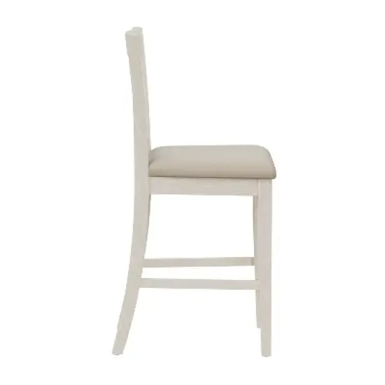 Pebblebrook Wood Slat Back Counter Height Stool White Wire Brush - Hillsdale Furniture image {4}