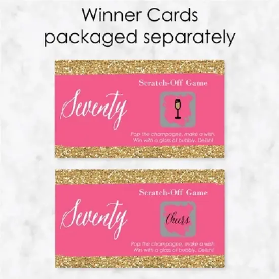 Big Dot of Happiness Chic 70th Birthday - Pink and Gold - Birthday Party Game Scratch Off Cards - 22 Count image {2}
