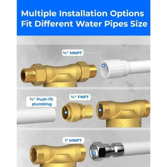 Waterdrop Spin Down Sediment Filter, Backwash Whole House Water Filter System for Well Water, 40-50 Micron, 1" MNPT + 3/4" FNPT + 3/4" MNPT image {5}