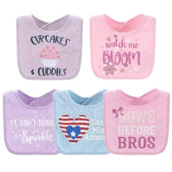 The Peanutshell Baby Girl Terry Bibs, 18 Pack for Feeding, Teething, or Drooling|Girl Foods/Pastel Girl image {3}