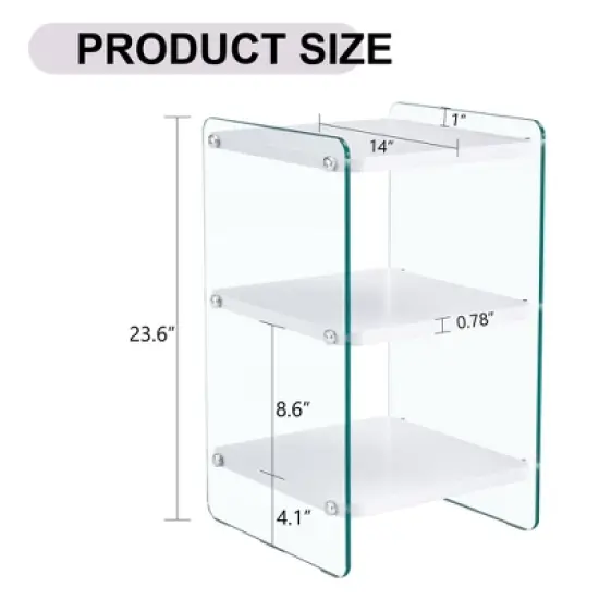 NicBex 3-Tier Glass Panel Night Stand,Modern Nightstand with Tempered Glass,MDF Bedside Table with Storage Shelf,Side Table for Bedroom,Living Room image {1}