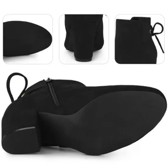 Perphy Women's Round Toe Lace Up Chunky High Heels Ankle Boots image {3}