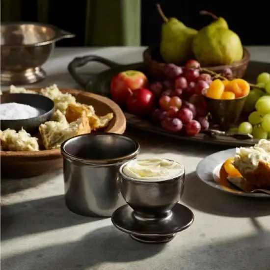 Butter Bell&reg; Crock &ndash; Classic Dragon Steel Metallic Ceramic Butter Keeper, Reactive Glaze Butter Dish for Fresh, Spreadable Butter image {1}