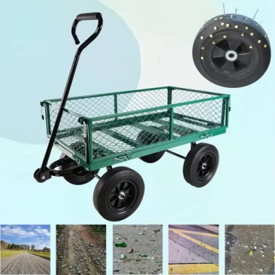 SKRAN Solid Wheels Large-Capacity mesh Steel Garden Trolley with Detachable Side Without Inflatable Tires,The Load can Reach 1100 pounds image {11}