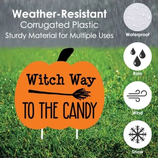 Big Dot of Happiness Funny Trick or Treat? - Pumpkin Lawn Decoration Signs - Outdoor Halloween Yard Decorations - 10 Piece image {4}